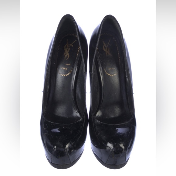 YVES SAINT LAURENT black patent leather Tribute heels - Picture 3 of 4